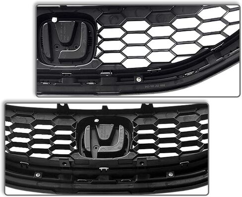 Partsflow Front Pumper Grille Black W/Chrome Honeycomb Grill متوافق مع 2013 2014 2015 Honda Civic in Saudi Arabia