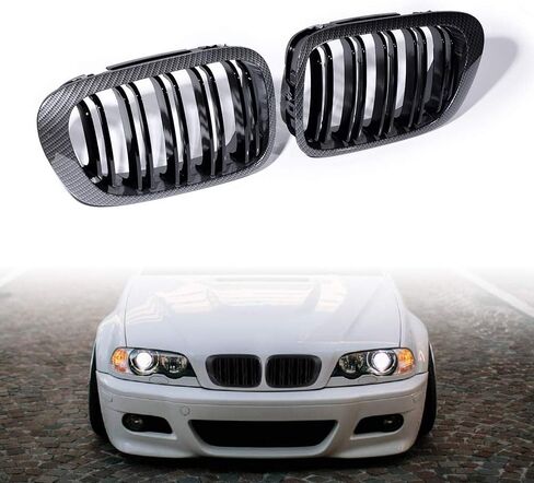 1 زوج يورو نمط الكلى الشواء شواء الشوريك الكروم متوافق مع BMW E46 325CI 330CI 3 Series 2DR 1999-2002 ، Slat Slat in Kuwait