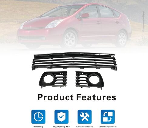 Front Lower Bumper Grille Fog Light Bezels kit Black For 2004-2009 Toyota Prius Front Lower Bumper Grille Replacement 53111-47010 53113-47030 53112-47030 TO1036112 TO1038118 TO1039118 ﻿ in Kuwait