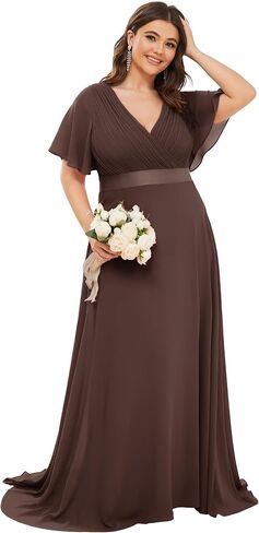 Ever-Pretty Women's Double V-Neck Formal Dresses Plus Size Bridesmaid Dress 09890-PZ in Kuwait