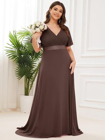Ever-Pretty Women's Double V-Neck Formal Dresses Plus Size Bridesmaid Dress 09890-PZ in Kuwait