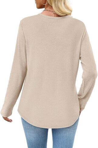 WIHOLL Long Sleeve Shirts for Women Waffle Knit Trendy Fall Fashion 2025 Dressy Casual Blouses Teacher Outfits in Kuwait