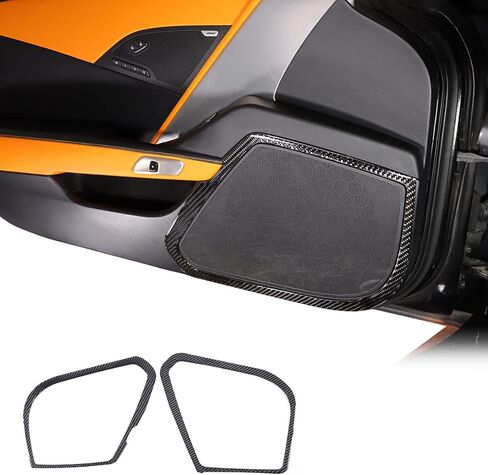 Soft Carbon Fiber Interior Door Speaker Frame Trim Sticker For Chevrolet Corvette C7 2014-2019 Car Door Audio Speaker Cover Decoration Accessories (Black, Style A) in Saudi Arabia
