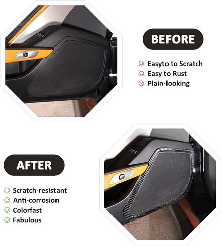 Soft Carbon Fiber Interior Door Speaker Frame Trim Sticker For Chevrolet Corvette C7 2014-2019 Car Door Audio Speaker Cover Decoration Accessories (Black, Style A) in Saudi Arabia