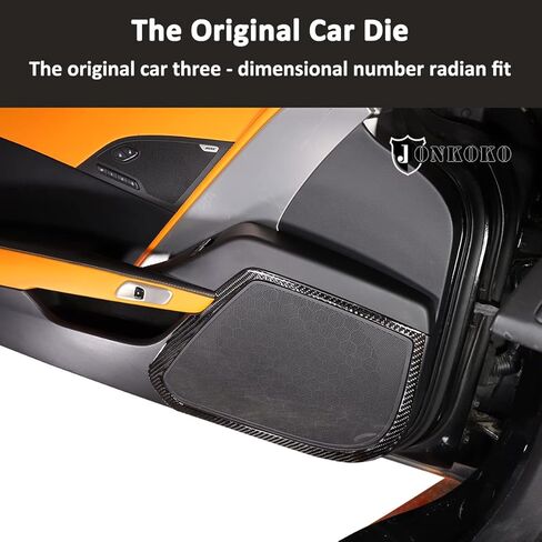 Soft Carbon Fiber Interior Door Speaker Frame Trim Sticker For Chevrolet Corvette C7 2014-2019 Car Door Audio Speaker Cover Decoration Accessories (Black, Style A) in Saudi Arabia
