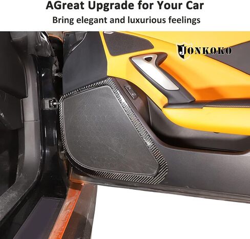Soft Carbon Fiber Interior Door Speaker Frame Trim Sticker For Chevrolet Corvette C7 2014-2019 Car Door Audio Speaker Cover Decoration Accessories (Black, Style A) in Saudi Arabia