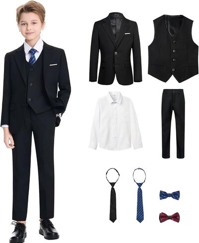8 Piece Boys Suit Slim Fit Formal Suit Set, Adjustable Waist, for Toddler Boy Teenage, Wedding, Graduation, Churches in Saudi Arabia