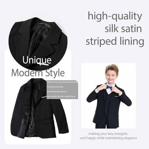 8 Piece Boys Suit Slim Fit Formal Suit Set, Adjustable Waist, for Toddler Boy Teenage, Wedding, Graduation, Churches in Saudi Arabia