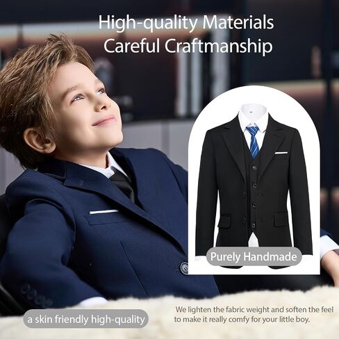8 Piece Boys Suit Slim Fit Formal Suit Set, Adjustable Waist, for Toddler Boy Teenage, Wedding, Graduation, Churches in Saudi Arabia