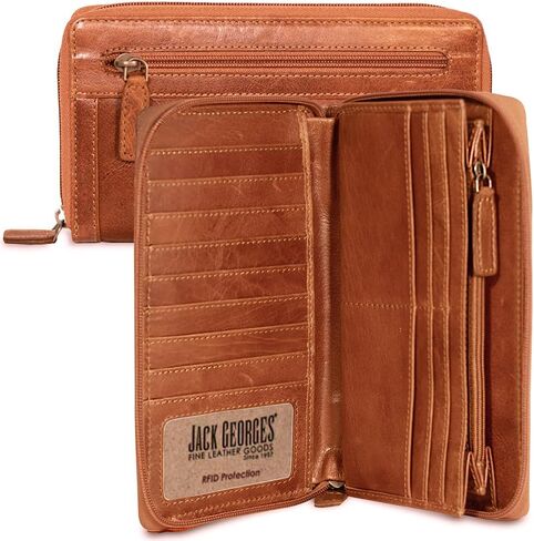 Jack Georges Voyager Large Zip-Around Travel Wallet #7724 (Black) in Saudi Arabia