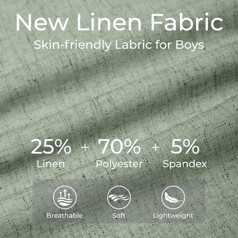 Boys Linen Suits 5 Pieces Summer Wedding Ring Bearer Light Weight Double Breasted 2 Button Formal Suit Kids Tuxedo in Saudi Arabia