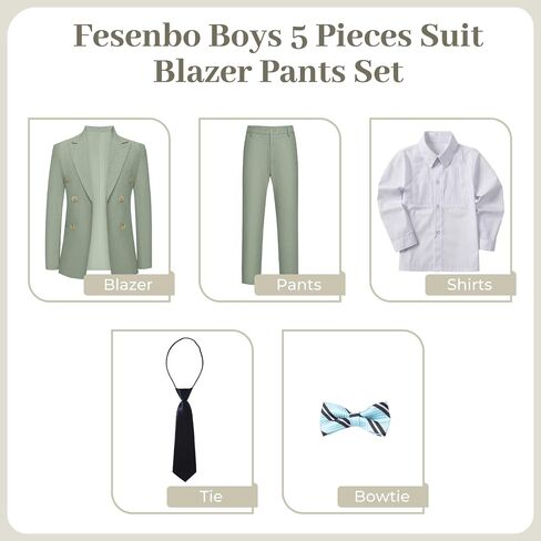Boys Linen Suits 5 Pieces Summer Wedding Ring Bearer Light Weight Double Breasted 2 Button Formal Suit Kids Tuxedo in Saudi Arabia