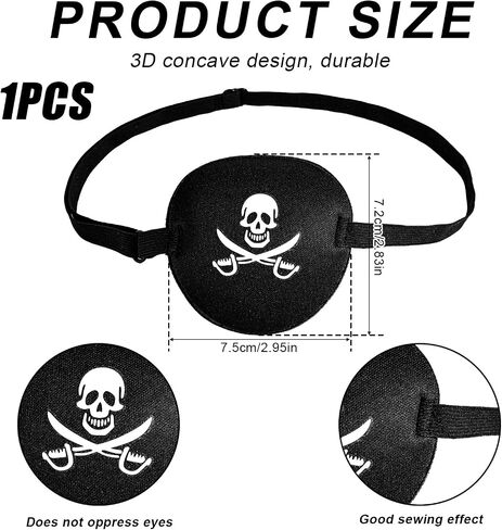 Pirate Eye Patch و Pirate Eye Patches للأطفال البالغين البالغين من الجمجمة وتصميم العظام المتقاطعة. in Saudi Arabia