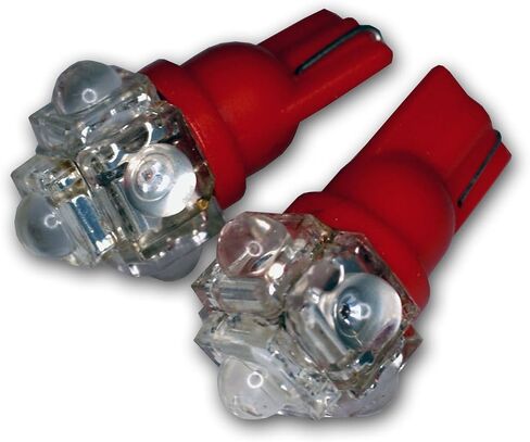 Tuningpros LEDUHL-T10-R5 Under Hood Light LED Light Bulbs T10 Wedge, 5 Flux LED Red 2-pc Set in Saudi Arabia