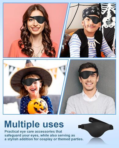 eZAKKA Leather Eye Patch Pirate for Adults Right & Left Eyes, Eye Patches for Men for Lazy Eyes, Adjustable Eyepatch for Adults After Surgery, Black(Glossy Style) in Saudi Arabia