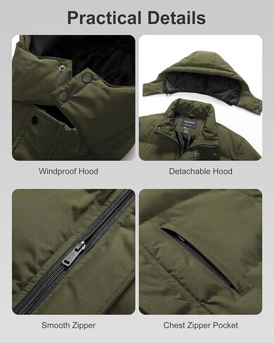 Chrisuno Men's Winter Coat Waterproof Warm Puffer Jacket Quilted Insulated Bubble Jackets with Hood in Saudi Arabia
