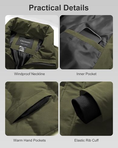 Chrisuno Men's Winter Coat Waterproof Warm Puffer Jacket Quilted Insulated Bubble Jackets with Hood in Saudi Arabia