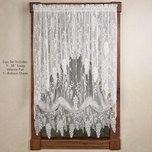 الفاخرة الشفافة البوليستر wisteria wisteria arbor دانتيل العلاج | 2 قطعة مجموعة 38L غنيمة العلاقات العامة والبالون الظل | الكلاسيكية الخالدة التقليدية | زهرة | أبيض | جيب قضيب | غسل الآلة | تصفية الضوء in Saudi Arabia