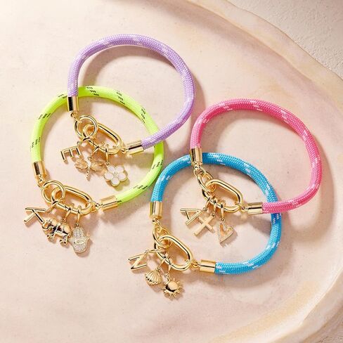 Custom Rope Charm Bracelet - Gold Charm Bracelets - Personalized Jewelry - Gifts for Mom in Kuwait