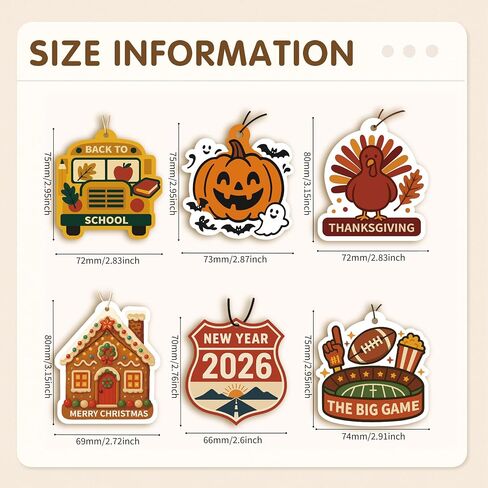 6 Pcs Car Air Freshener, Cute air Freshies for Car and Holiday Decoration, Scented Car Decor Accessories, Gift for Festival in Saudi Arabia