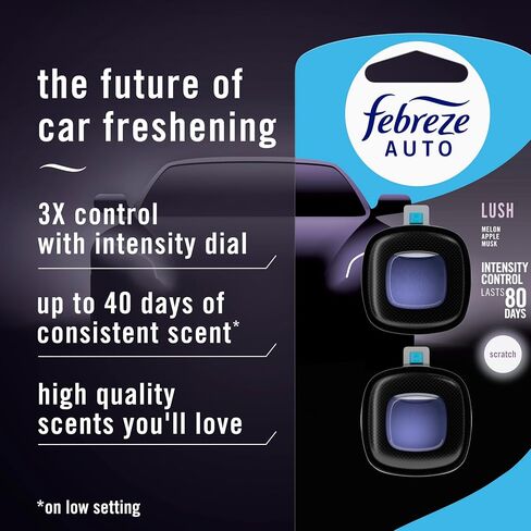 Febreze Auto Air Graperener ، مقطع تنفيس السيارات في مكافحة الرائحة ، رائحة العاصفة في منتصف الليل ، 8 Count in Kuwait
