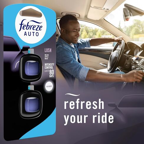 Febreze Auto Air Graperener ، مقطع تنفيس السيارات في مكافحة الرائحة ، رائحة العاصفة في منتصف الليل ، 8 Count in Kuwait