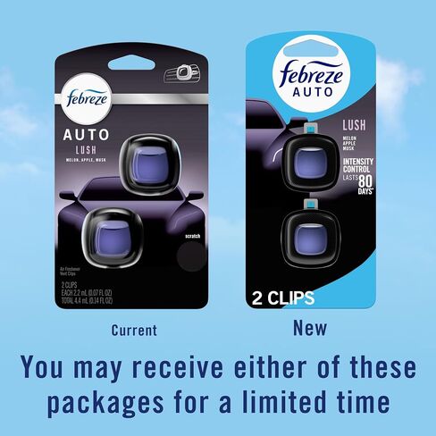 Febreze Auto Air Graperener ، مقطع تنفيس السيارات في مكافحة الرائحة ، رائحة العاصفة في منتصف الليل ، 8 Count in Kuwait