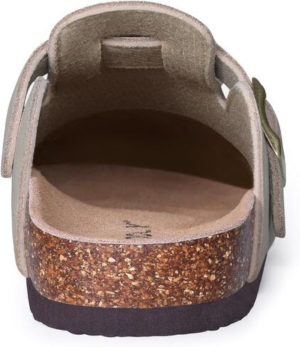 السدادات الأصلية من جلد الغزال للنساء الرجال ناعمة البغال الجلدية البغال من الجلد الراحة مع دعم القوس ، رمادي خفيف-42 in Kuwait