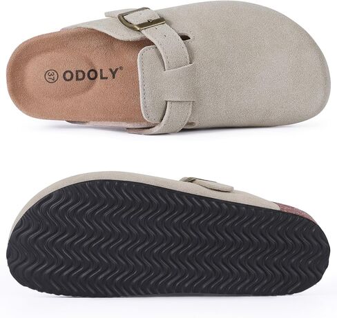 السدادات الأصلية من جلد الغزال للنساء الرجال ناعمة البغال الجلدية البغال من الجلد الراحة مع دعم القوس ، رمادي خفيف-42 in Kuwait