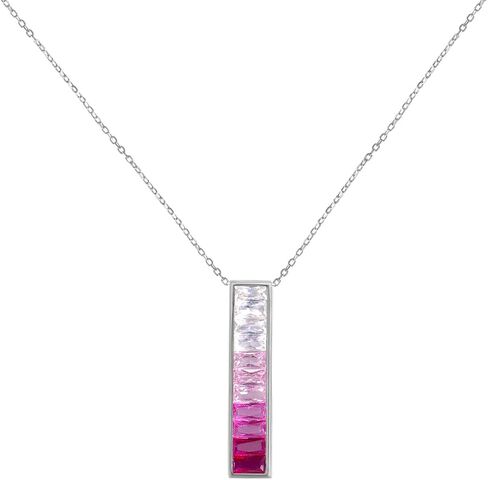 925 Sterling Silver Bar Necklace for Women Gradient Gemstones Miniversary عيد ميلاد عيد ميلاد عيد الحب يوم التخرج للزوجة صديقة ابنة in Saudi Arabia