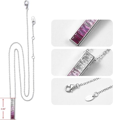 925 Sterling Silver Bar Necklace for Women Gradient Gemstones Miniversary عيد ميلاد عيد ميلاد عيد الحب يوم التخرج للزوجة صديقة ابنة in Saudi Arabia