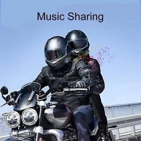 Motorcycle Helmet Intercom Bluetooth Headset,Helmet Intercom Headphones with LED Screen,illumination,FM Radio,IP67 Waterproof,Voice Assistant,1800ft,Music Sharing (Hard Mic for Half/Full/Face Helmets) in Kuwait
