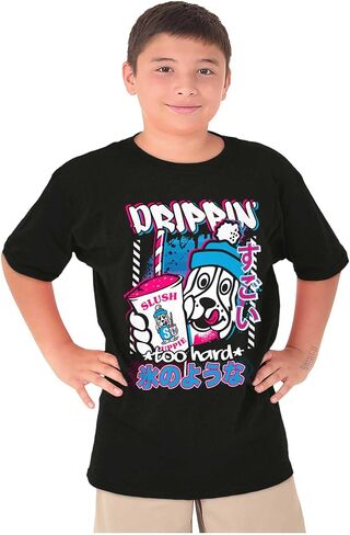 Brisco Brands Kanji Slush Puppie Drippin Too Hard Crewneck T Shirts Boy Girl in Saudi Arabia