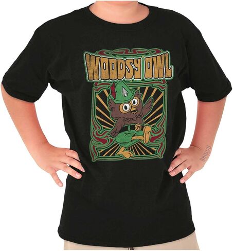 Cool Psychedelic Hippie Woodsy Owl Crewneck T Shirts Boy Girl in Saudi Arabia