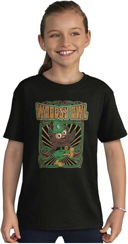 Cool Psychedelic Hippie Woodsy Owl Crewneck T Shirts Boy Girl in Saudi Arabia