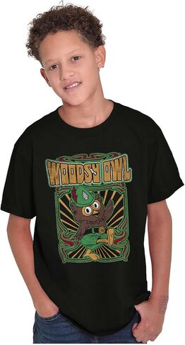Cool Psychedelic Hippie Woodsy Owl Crewneck T Shirts Boy Girl in Saudi Arabia