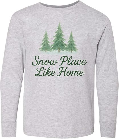 inktastic Snow Place Like Home Winter Trees Youth Long Sleeve T-Shirt in Saudi Arabia