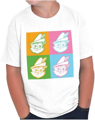 Woodsy Owl Colorful Pop Art Squares Crewneck T Shirts Boy Girl in Saudi Arabia