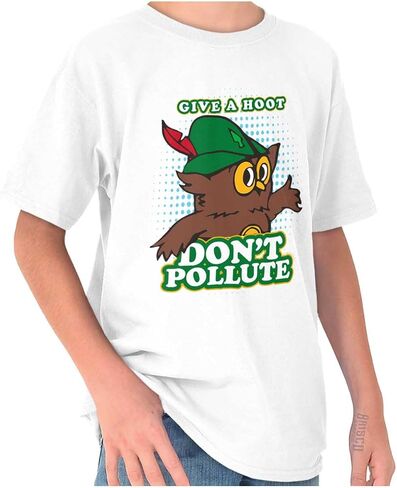 Retro Woodsy Owl Don't Pollute Crewneck T Shirts Boy Girl in Saudi Arabia