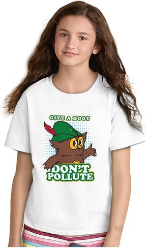 Retro Woodsy Owl Don't Pollute Crewneck T Shirts Boy Girl in Saudi Arabia