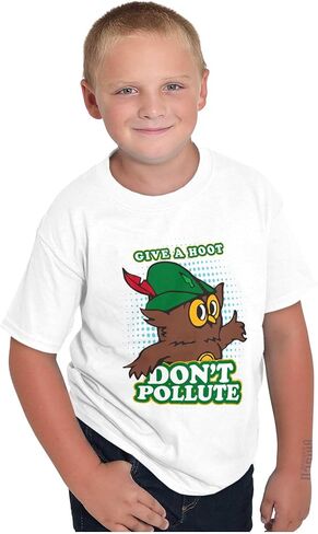 Retro Woodsy Owl Don't Pollute Crewneck T Shirts Boy Girl in Saudi Arabia