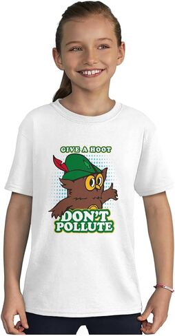 Retro Woodsy Owl Don't Pollute Crewneck T Shirts Boy Girl in Saudi Arabia