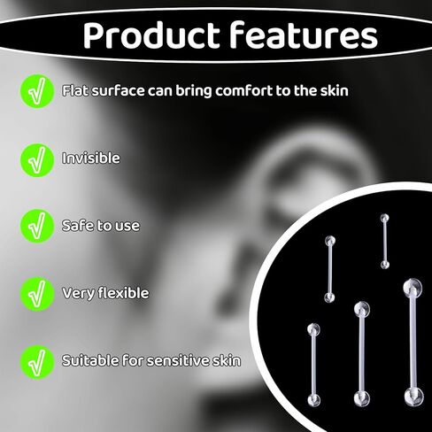 10pcs صافية حلقة لسان الحلمة أكريليك ، حركي المجوهرات الثابتة من أجل العمل ، حلقات اللسان الواضحة/ حلق الغضروف الدقيق للرياضة ، حلقات الحلمة للعمل اليومي ، والأكريليليك المجوهرات المحفوظة in Saudi Arabia