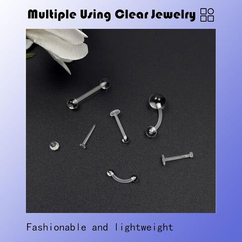 46-60 pcs percings صافح التجنيب للجراحة المجوهرات البلاستيكية غير المرئية لللسان الحلمة الأنف البطن الحاجب الحاجب الغضروف tragus الحلزونية الحلق المجوهرات الحديد الصناعي للعمل in Kuwait