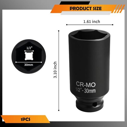 32mm Socket 1/2 Drive Design,Anti-slip Deep Impact Sockets 1/2 Drive for Labor-saving Disassembly of Nuts,6 Point Automotive Tools Axle Nut Socket for Cars SUVs (32mm) in Saudi Arabia