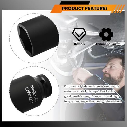 32mm Socket 1/2 Drive Design,Anti-slip Deep Impact Sockets 1/2 Drive for Labor-saving Disassembly of Nuts,6 Point Automotive Tools Axle Nut Socket for Cars SUVs (32mm) in Saudi Arabia