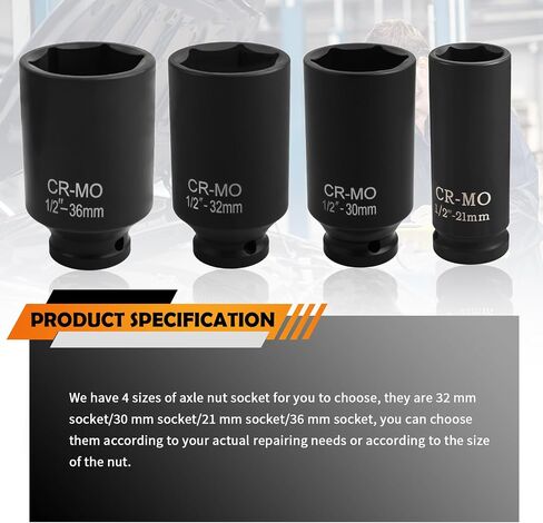 32mm Socket 1/2 Drive Design,Anti-slip Deep Impact Sockets 1/2 Drive for Labor-saving Disassembly of Nuts,6 Point Automotive Tools Axle Nut Socket for Cars SUVs (32mm) in Saudi Arabia