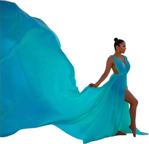 long flowy train for gorgeous photoshoot, wedding dress, Satin flying dress with maxi engagement summer dress in Saudi Arabia