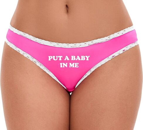 Knaughty Knickers Put A Baby In Me Breed Me Creampie Breedable Suggestive Pink and White Bikini Panties Adult Flirty Fun in Saudi Arabia