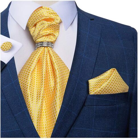 New Tie Suit Men Wedding Party Cravat Ties Handkerchief Cuffs Necktie Sets (Color : C) (D) in Saudi Arabia